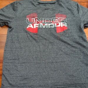 Under Armour Charcoal Tee with Vibrant Red Accents